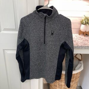 Spyder Men's Gray and Black Outbound Quarter Zip Sweater Small